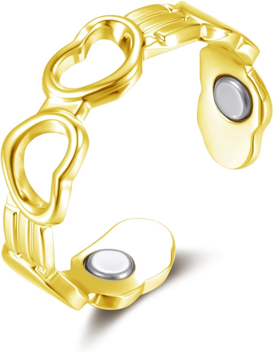 Magneetring voor dames, open verstelbare angstring met sterke magneetkracht, zilveren vitale ring voor afvallen en angstvermindering, modieuze vitale ring ter bevordering van de slaap, cadeau