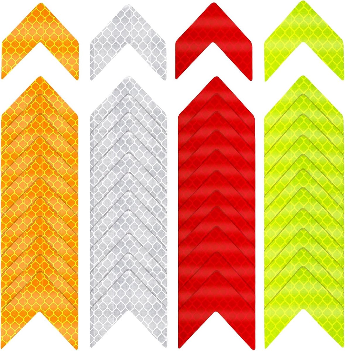 48 Stuks Reflecterende Stickers voor Helmen - Veiligheidsstickers met Hoge Zichtbaarheid voor Fietsen, Auto's en Brievenbussen, Waterdichte PVC Waarschuwingsstickers in 4 Kleuren