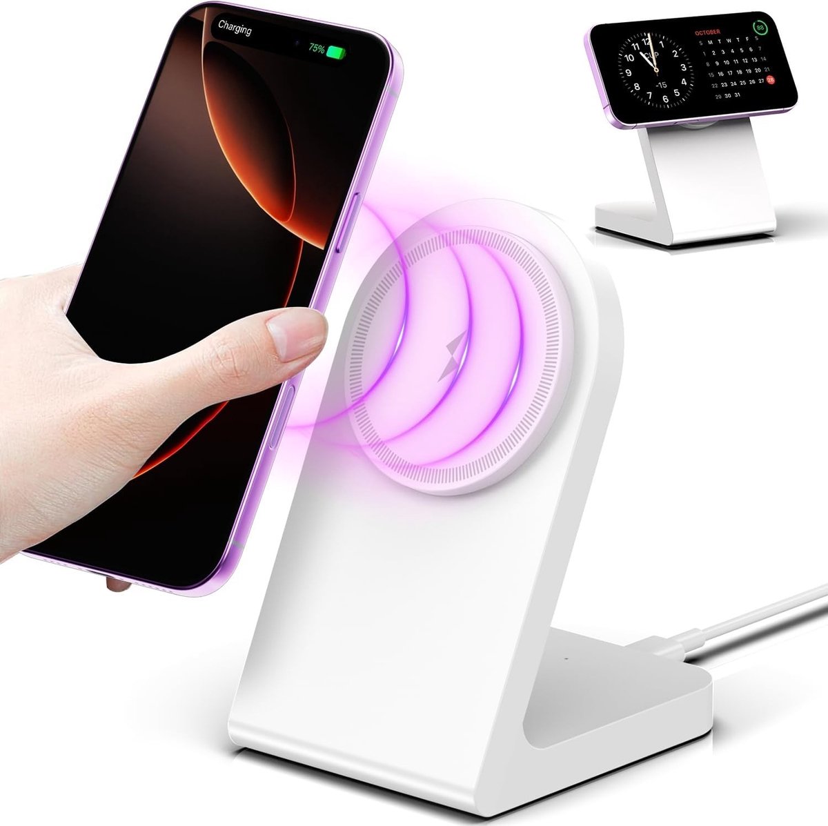 Draadloze oplader voor smartphones, tablets en accessoires met snelle laadsnelheid en compacte vormgeving
