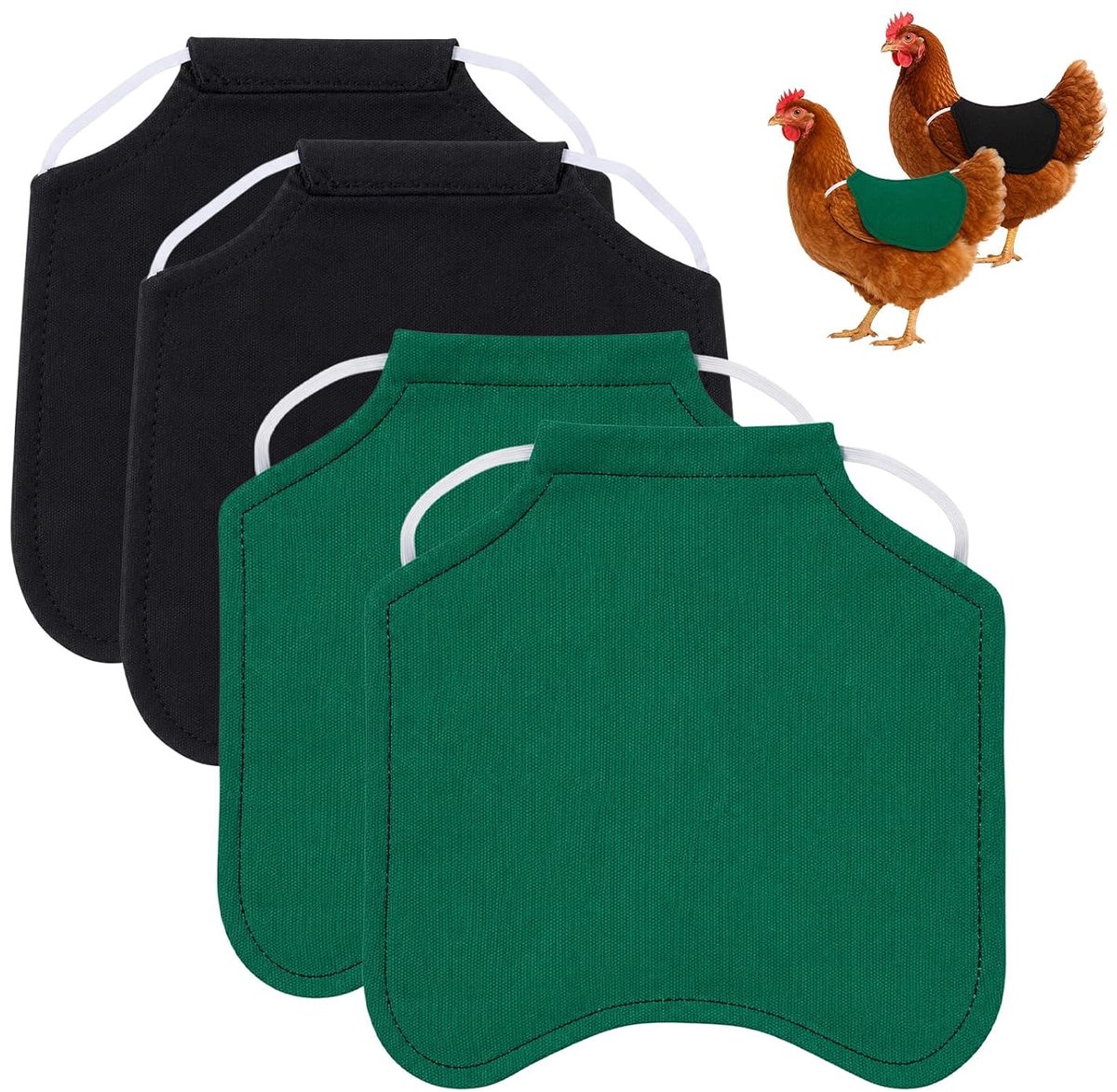 Vest voor kip, gevogelte, eend, gans, polyester en katoen, zwart en groen