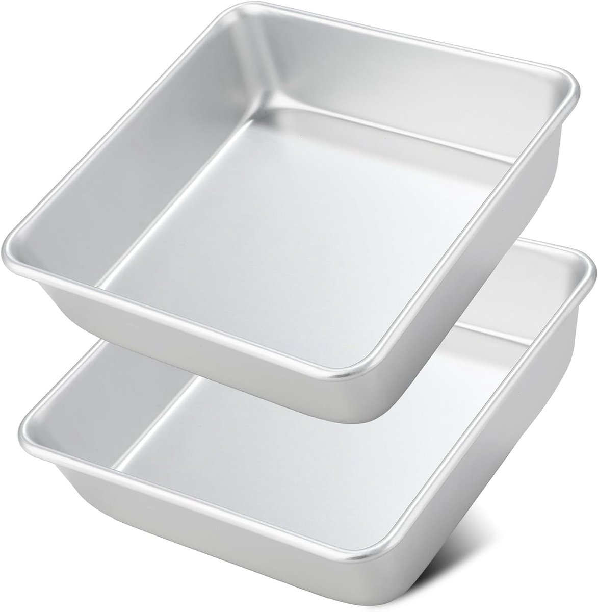 Vierkante bakvorm set van 2 - geëloxeerd aluminium - 21,5 x 21,5 x 6 cm - ideaal voor brownies en lasagne - ShopVlot