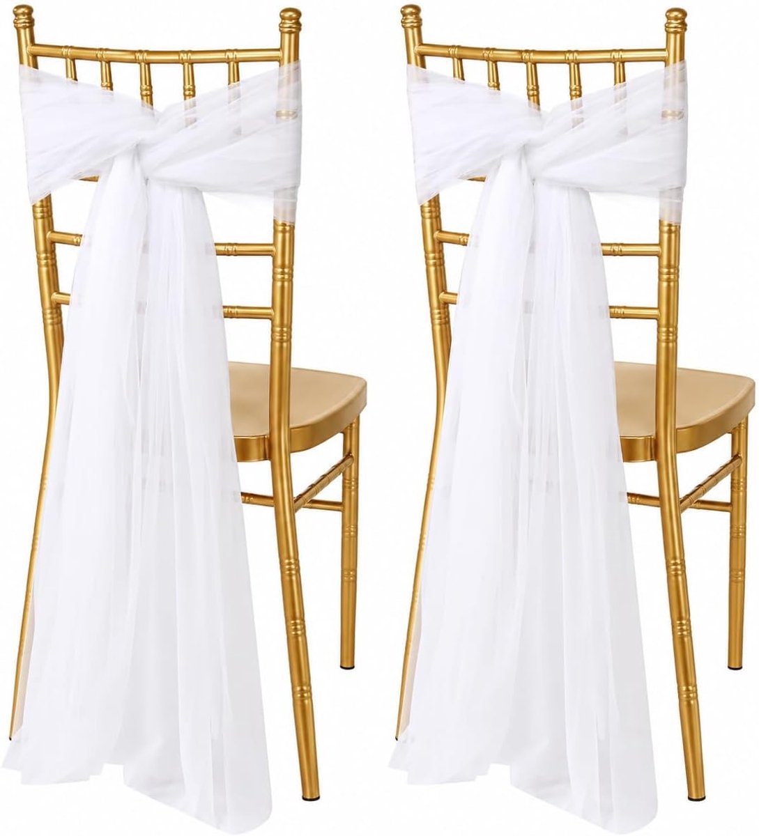 Bruiloftsstoelstrikken 100 x 160 cm - organza - 2 stuks - voor sfeervolle decoratie - ShopVlot