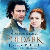 Man met krullend zwart haar en vrouw met rood haar kijken ernstig. "Poldark" geschreven in goudkleurige letters.