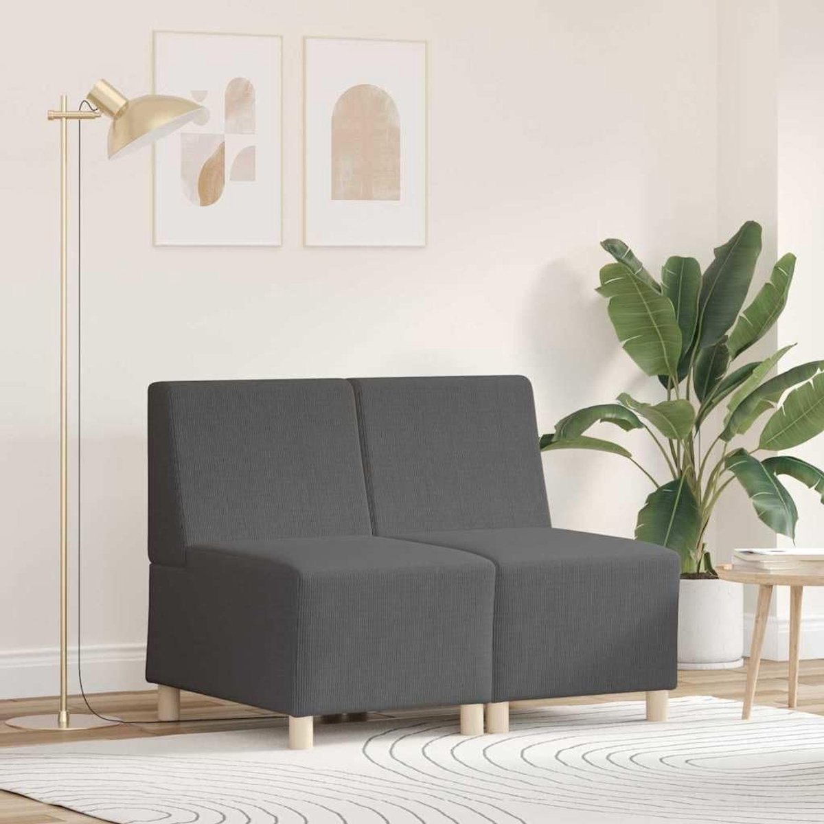 Armvrije sofa, 2 stuks, donkergrijs, 55 x 74 x 82 cm, woonkamermeubel, bankstel voor flexibele interieurvormgeving en moderne sfeer