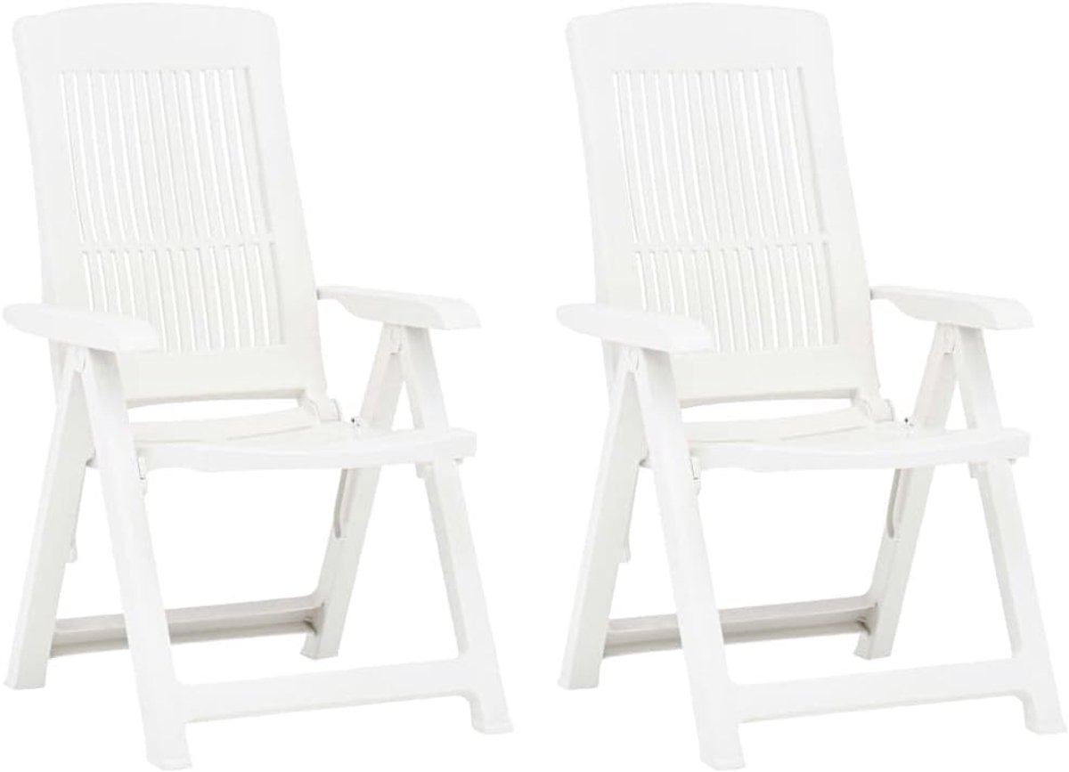 Tuinstoelen, 2 stuks, kunststof, wit, buitenstoelen, balkonstoelen, terrasstoelen, vrijetijdsstoelen voor tuin, gazon, terras