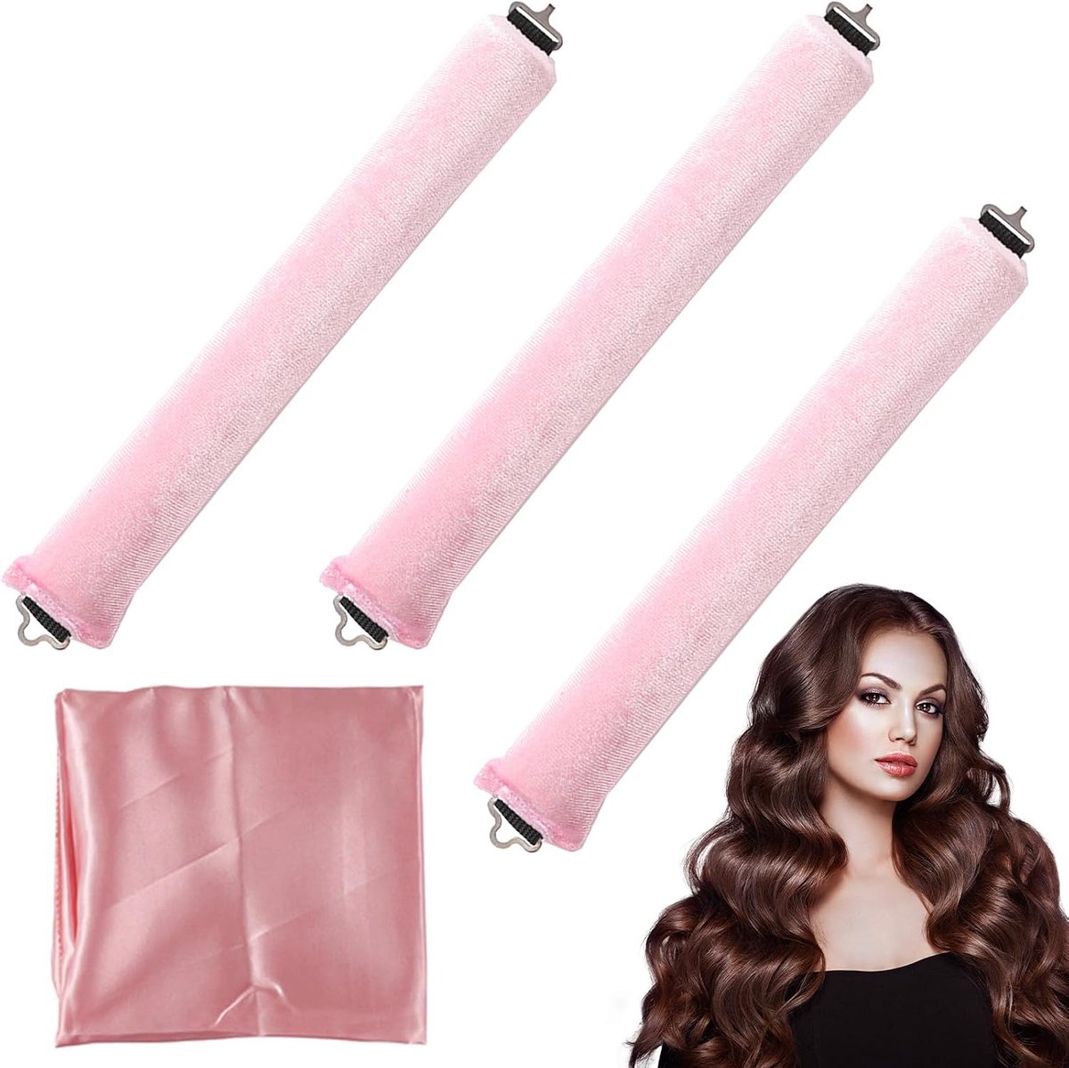 3 stuks Heatless Hair Curler zonder hitte, zachte krulspelden om te slapen, geschikt voor alle soorten krulspelden, krulspelden zonder hitte 's nachts