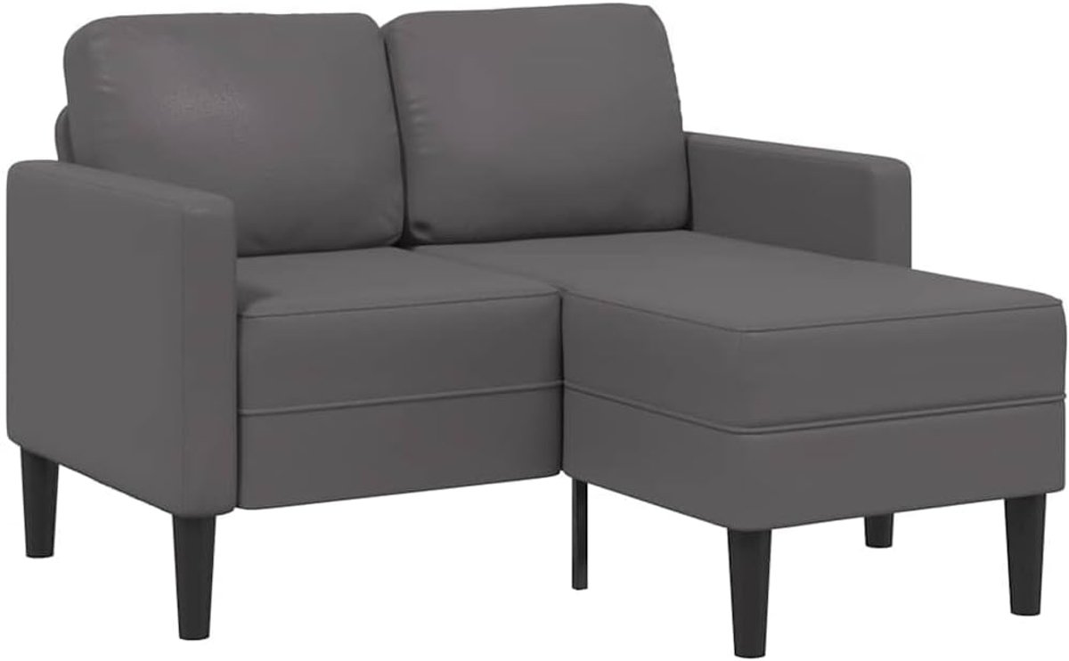 2-zitsbank met chaise longue L-vorm grijs L-vormige bank met chaise longue, kunstleer, duurzaam en ruimtebesparend voor een gezellige woonsfeer. 125 cm Kunstle