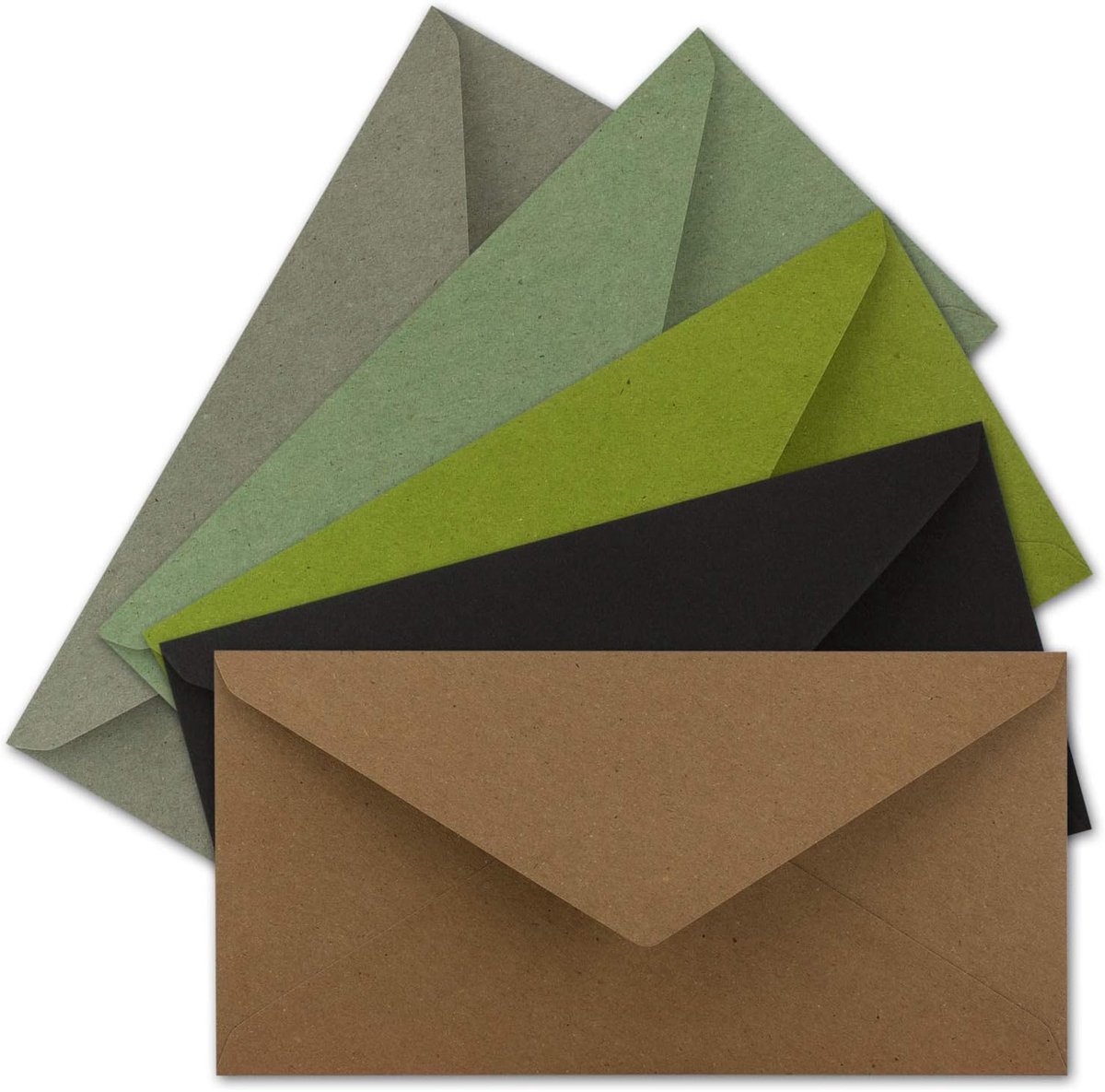 25 x enveloppen, kleurenmix-pakket, DIN lang, 110 x 220 mm (11 x 22 cm), natte plakrand, vintage kraftpapier, natuurlijk papier, ideaal voor uitnodigingskaarten