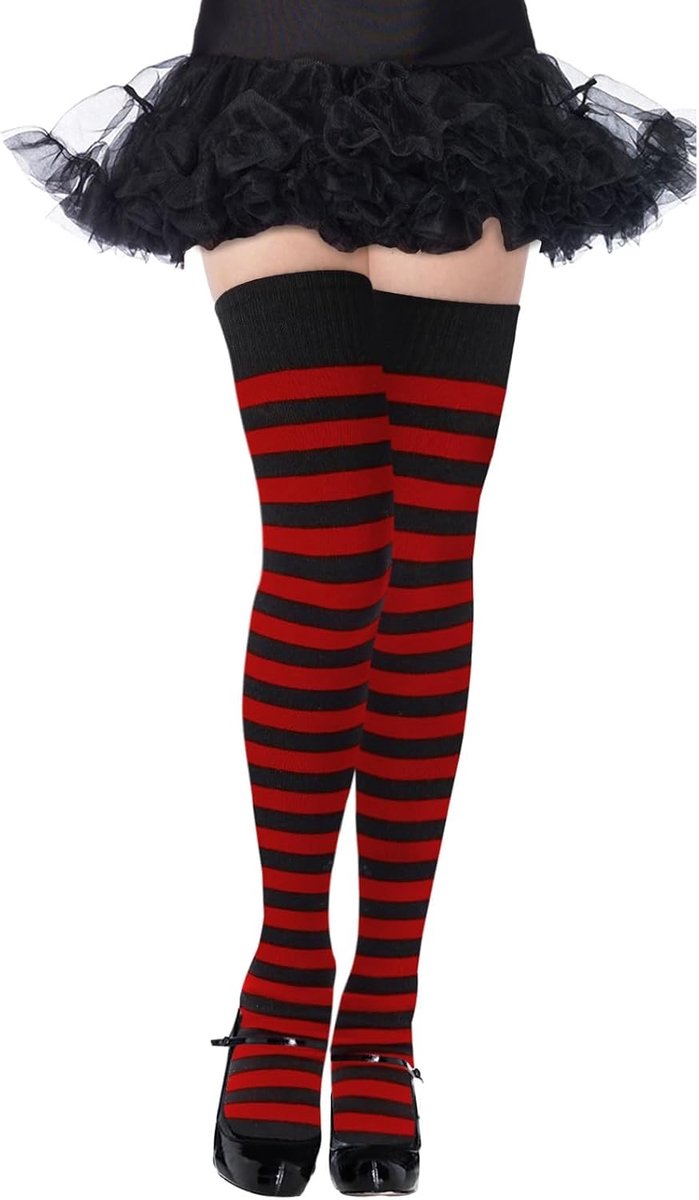 Wood Dames Kniehoge Gestreepte Overknee Kousen Lange Cosplay Sokken