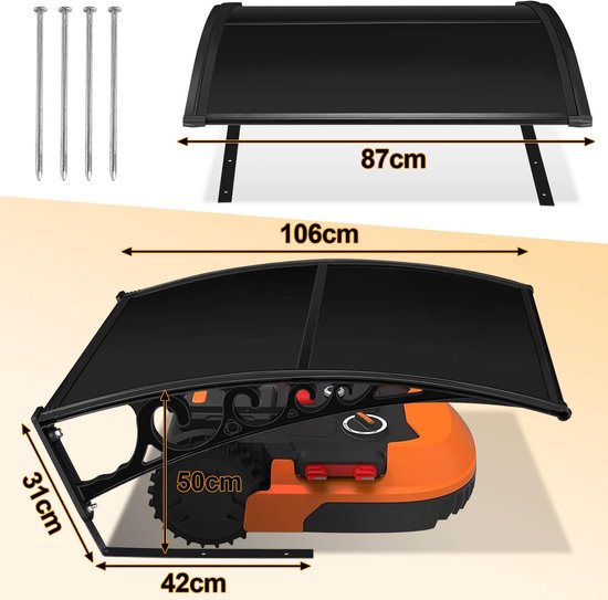 Garage voor robotmaaier, overkapping voor robotmaaier, 106 x 87 x 50 cm, bescherming tegen regen, hagel, uv-stralen, zwart — afbeelding 2