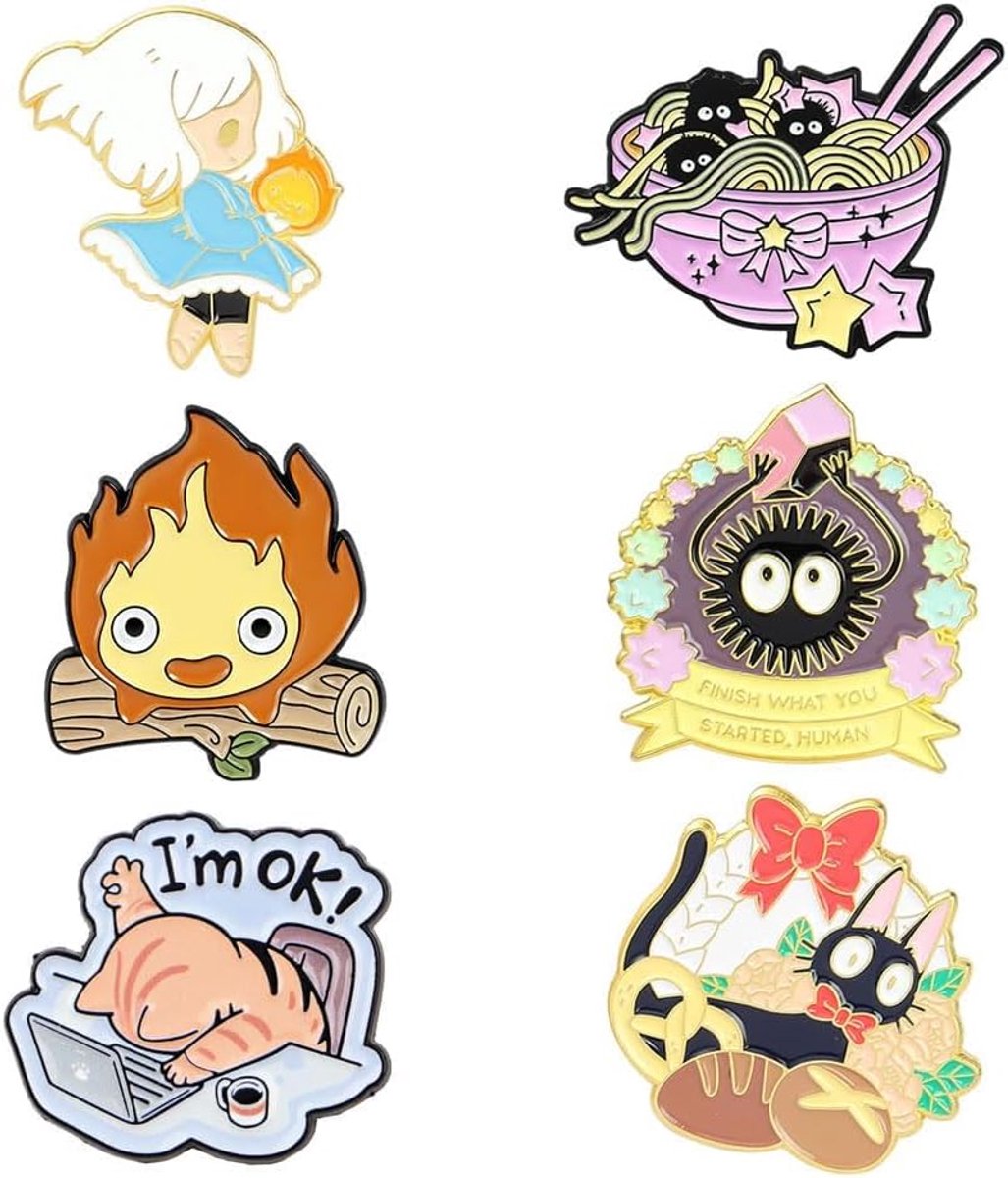 Set van 6 schattige emaille pin pinnen Japanse cartoon Kawaii accessoire voor animatie fans vrienden kinderen