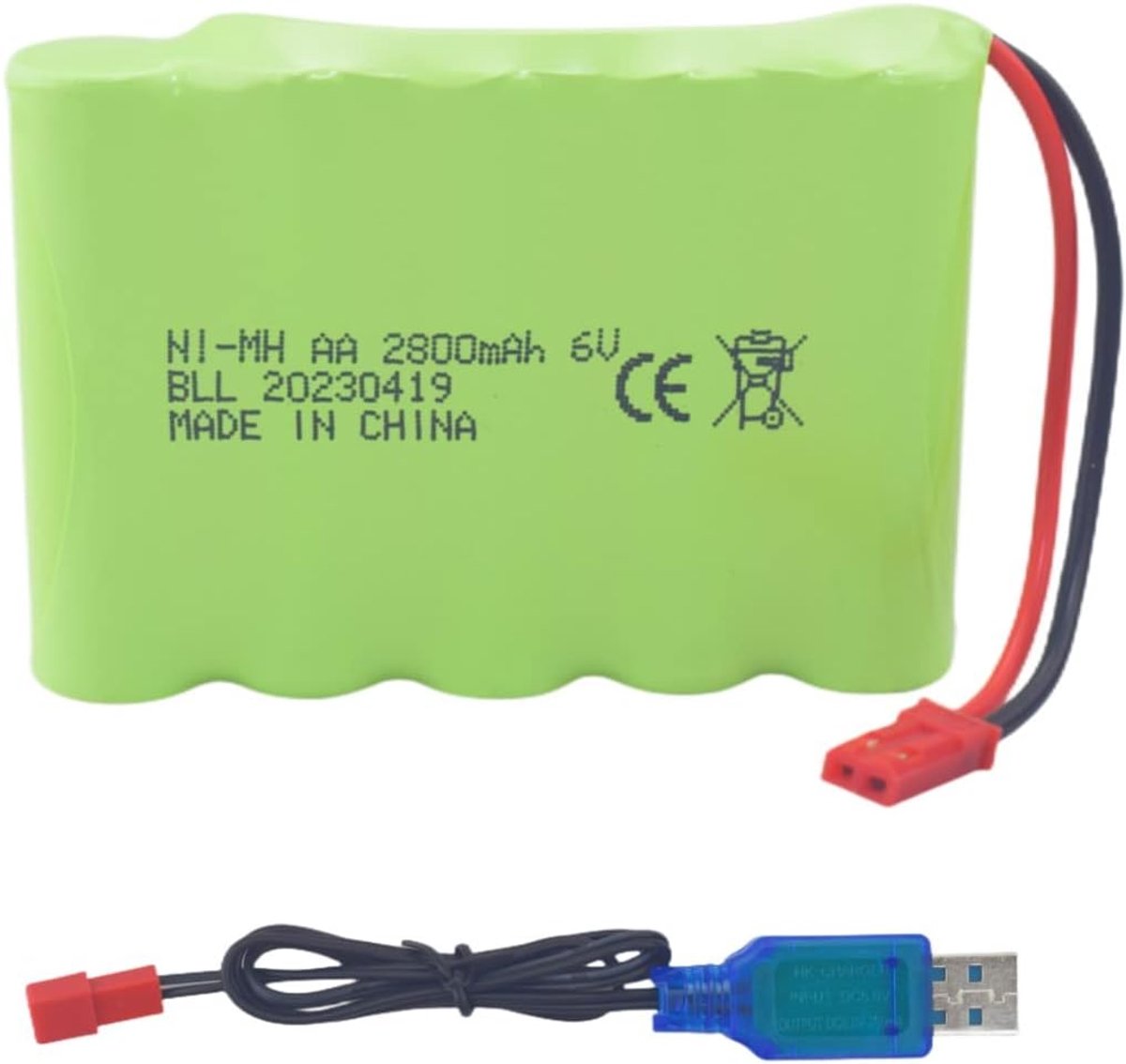 1PCS 6.0V 2800mah AA oplaadbare batterij JST-2P Stekker met USB-oplaadkabel voor Nieuwe Huina 540 Dump 520 RC Bulldozer en 510 Graafmachine 540 Bouwvrachtwagen RC Auto Batterij