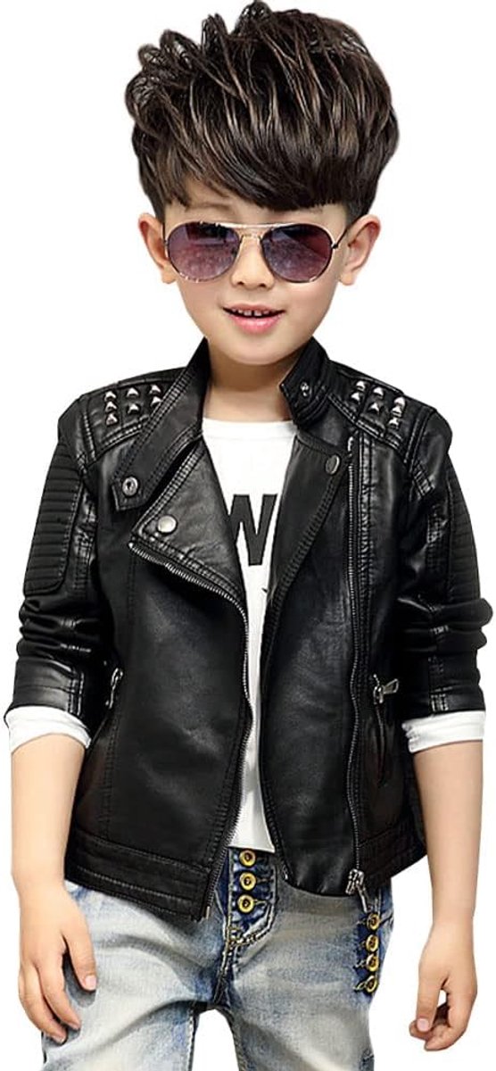 Zacht gevoerde leren jas van kunstleer kinderen meisjes motorjas warm outwear kleding mantel