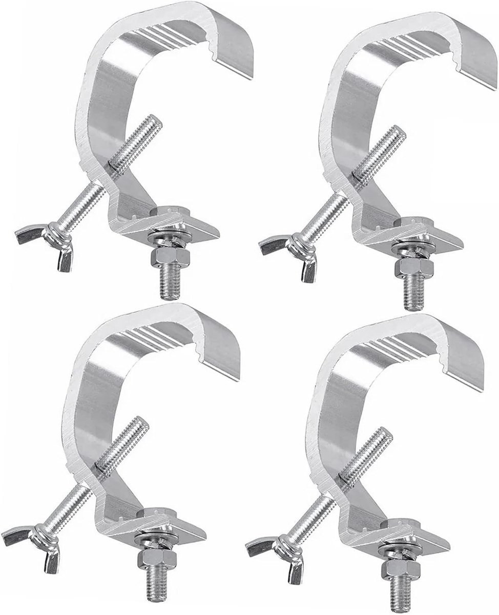 Heavy Duty Klem voor Podiumverlichting - Slipbestendige Aluminium Haak voor DJ en Moving Head Lampen - Set van 4 Stuks