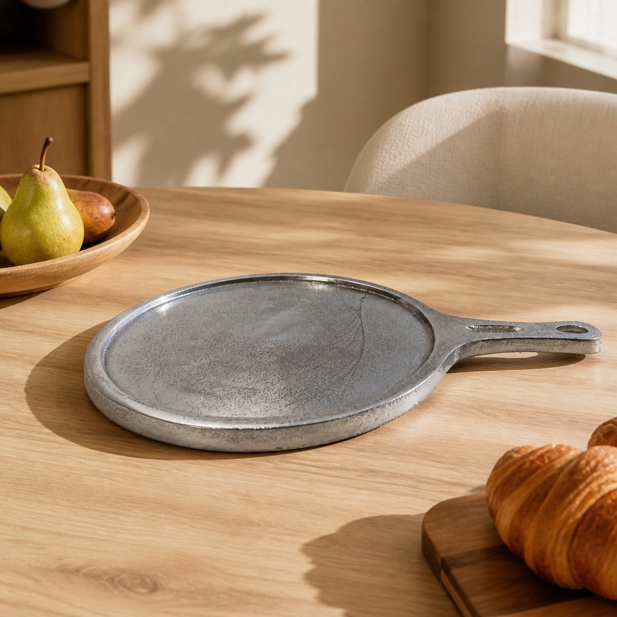 Hoppa! - Dienblad - Rond met Handvat - Nikkel - 48 x 31 x 2 (B x D x H)