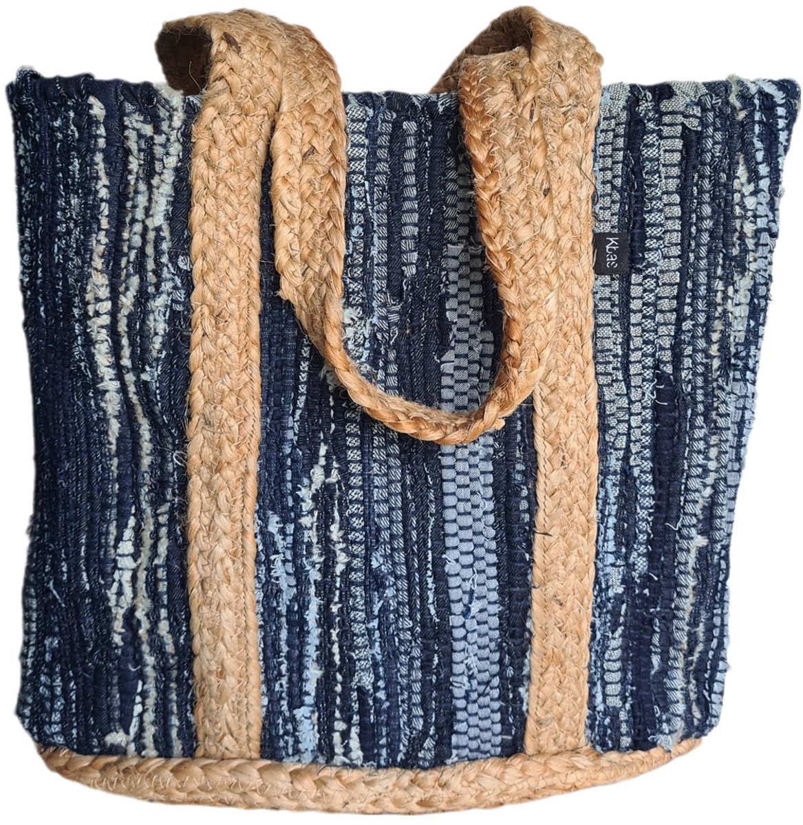 Kbas-Schouder tas-Shopper-Geweven-Jeans-Jute-Handmade in Spain-34cmx46cmx16cm-Dark Jeans