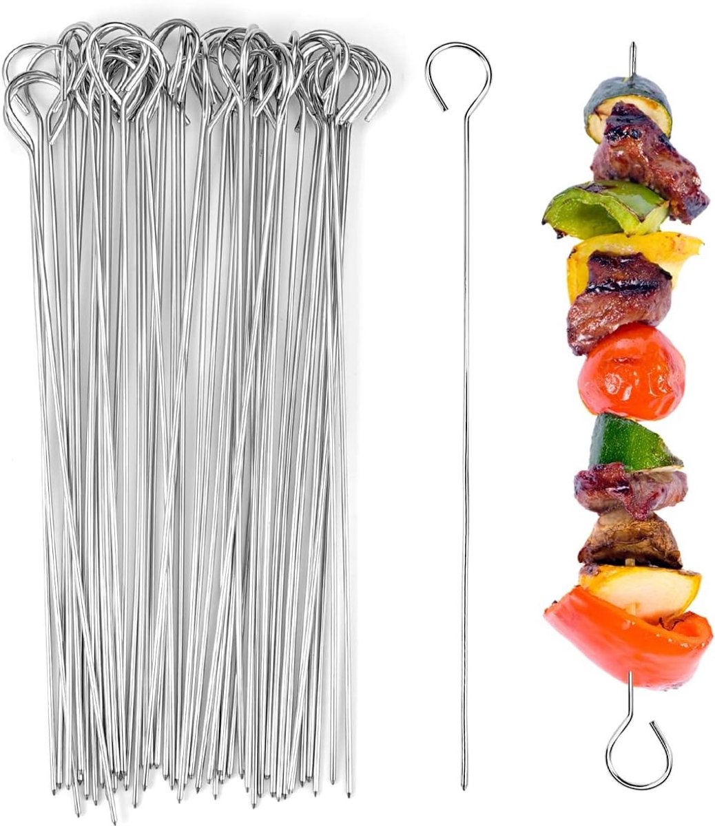 50 RVS Shashlik Spiesen van 20 cm voor Grillen en Kamperen, Perfect voor BBQ en Vuurkorf