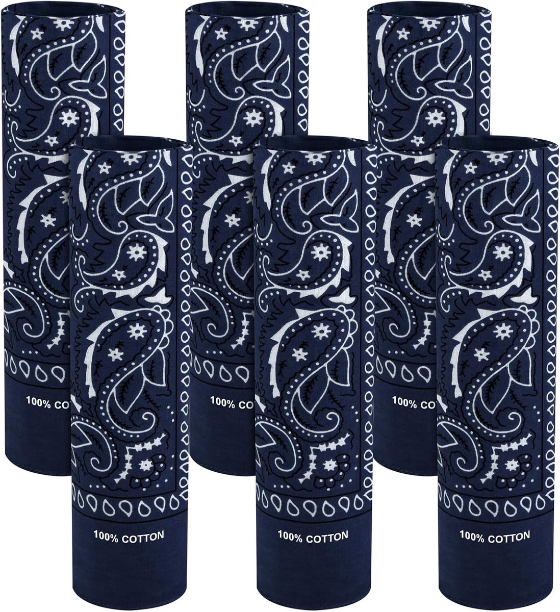 6 Pack 100% Katoen Bandana Paisley Bandanas Hoofd Ccarf Hoofdband Halsdoek Sjaal Zakdoek voor Vrouwen Mannen