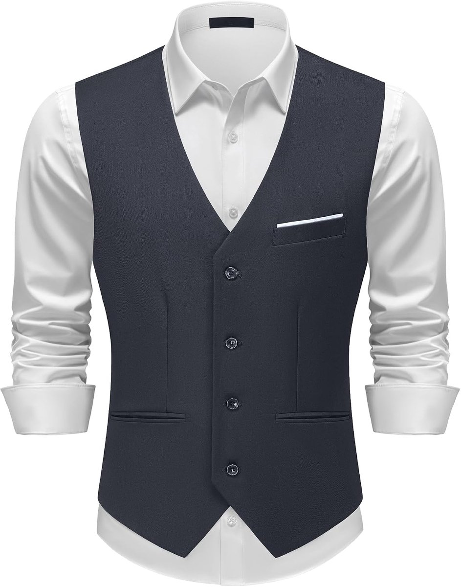 elegant, slim fit, verstelbaar, zakelijk, bruiloft, feest, vest met 4 knopen en echte zakken
