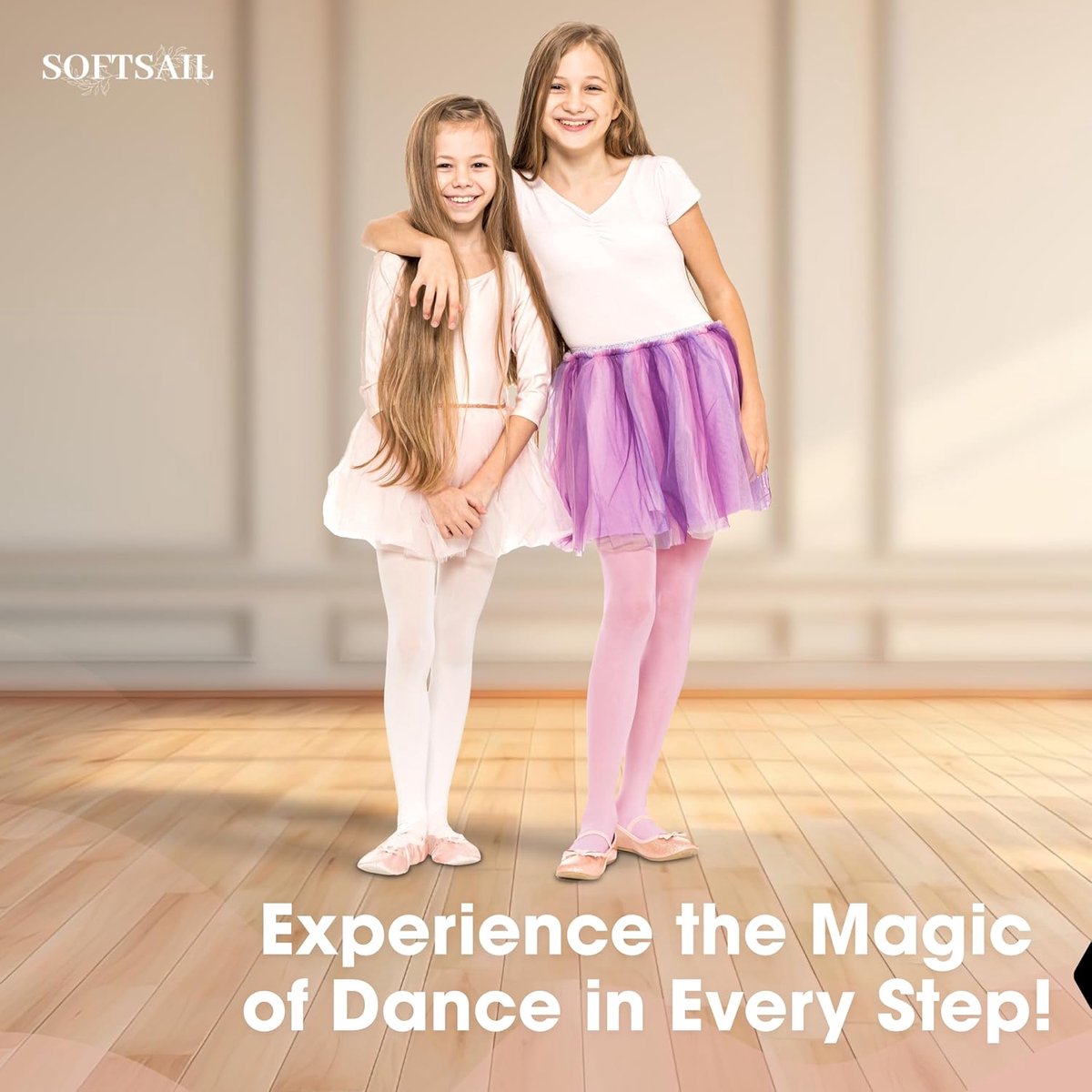 Balletmaillot voor meisjes, schoolmaillot voor kinderen, voor meisjes, sterke voet, zachte balletmaillot, geschikt voor schooluniform, dansen en sport, 50 denier, met microvezel, 3-12 jaar