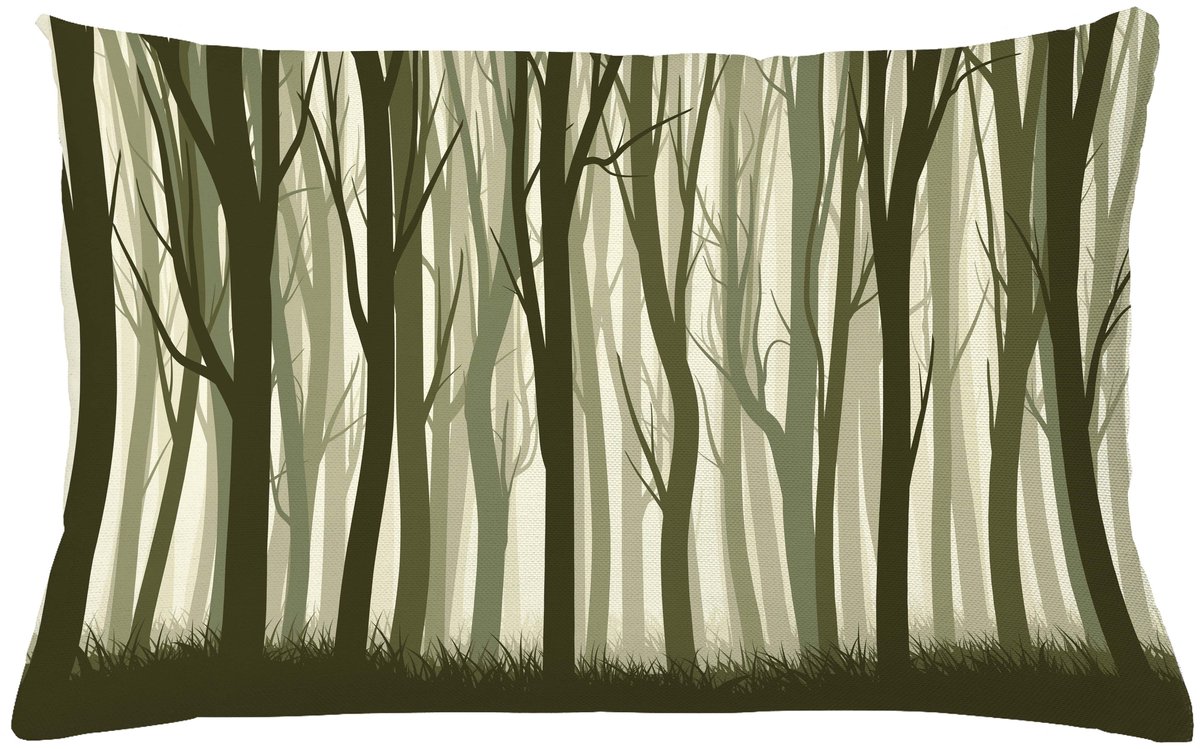 ABAKUHAUS Bos Kussenhoes, Mutter Natuur Bos, voor de Binnen of Buiten Gebruik Geschikt met Ritssluiting Wasbare Stof, 65 x 40 cm, Armeegrün Salbeigrün