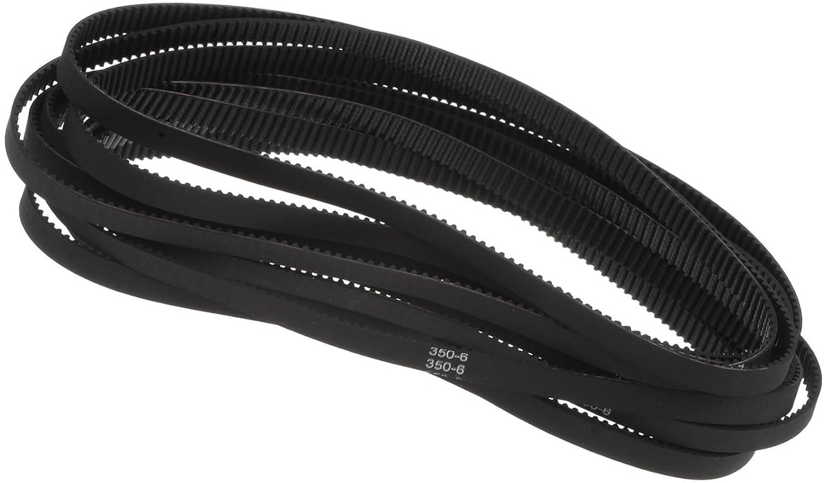 10 stuks tandriemen met gesloten cyclus 2GT - [staplengte 350 mm x breedte 6 mm] rubberen riem 350-2GT-6 voor 3D-printers, 175 tanden, zwart