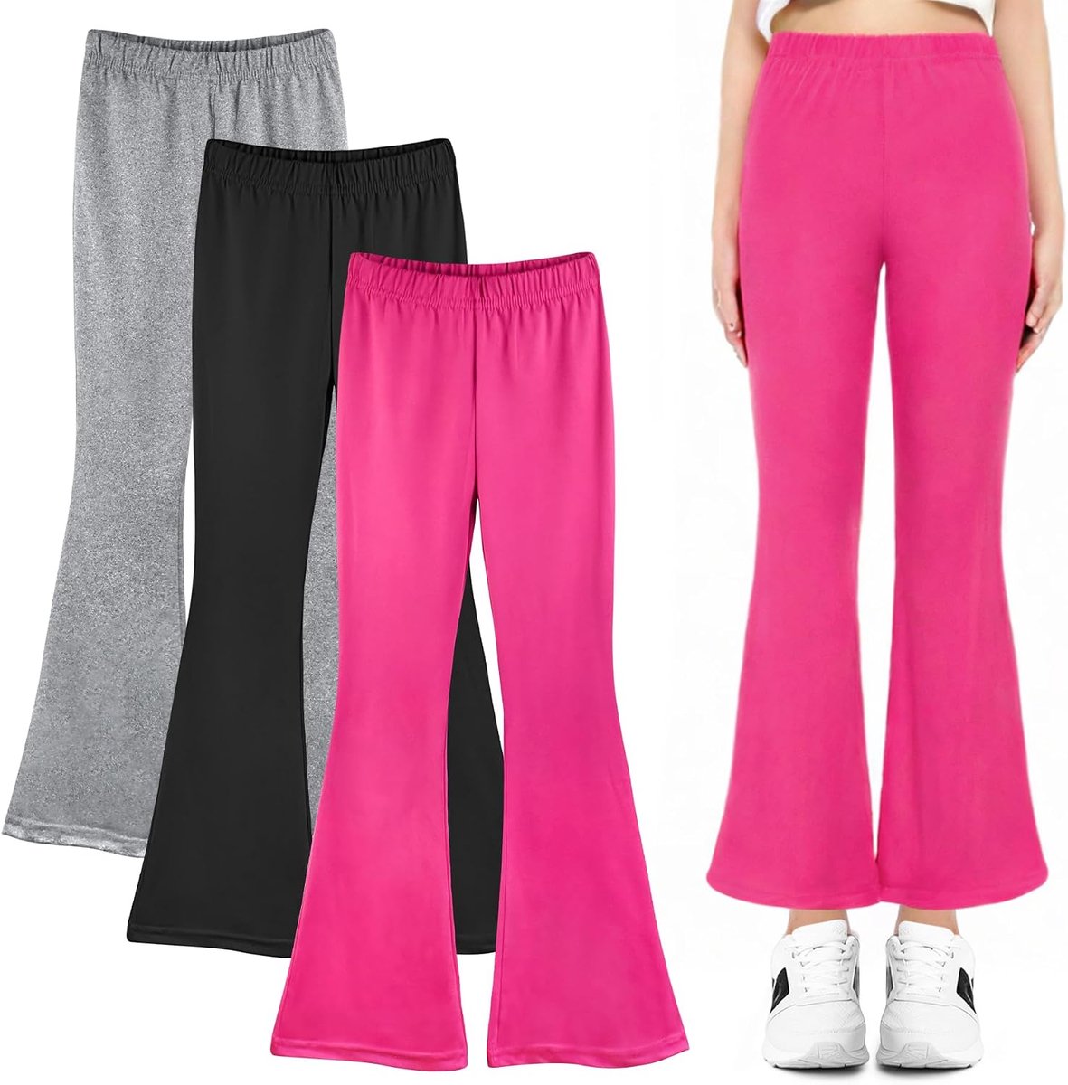 Set van 3 damesbroek, stijlvolle kinderleggings met omslag, voor school, dans en dagelijks gebruik, maten 104-158
