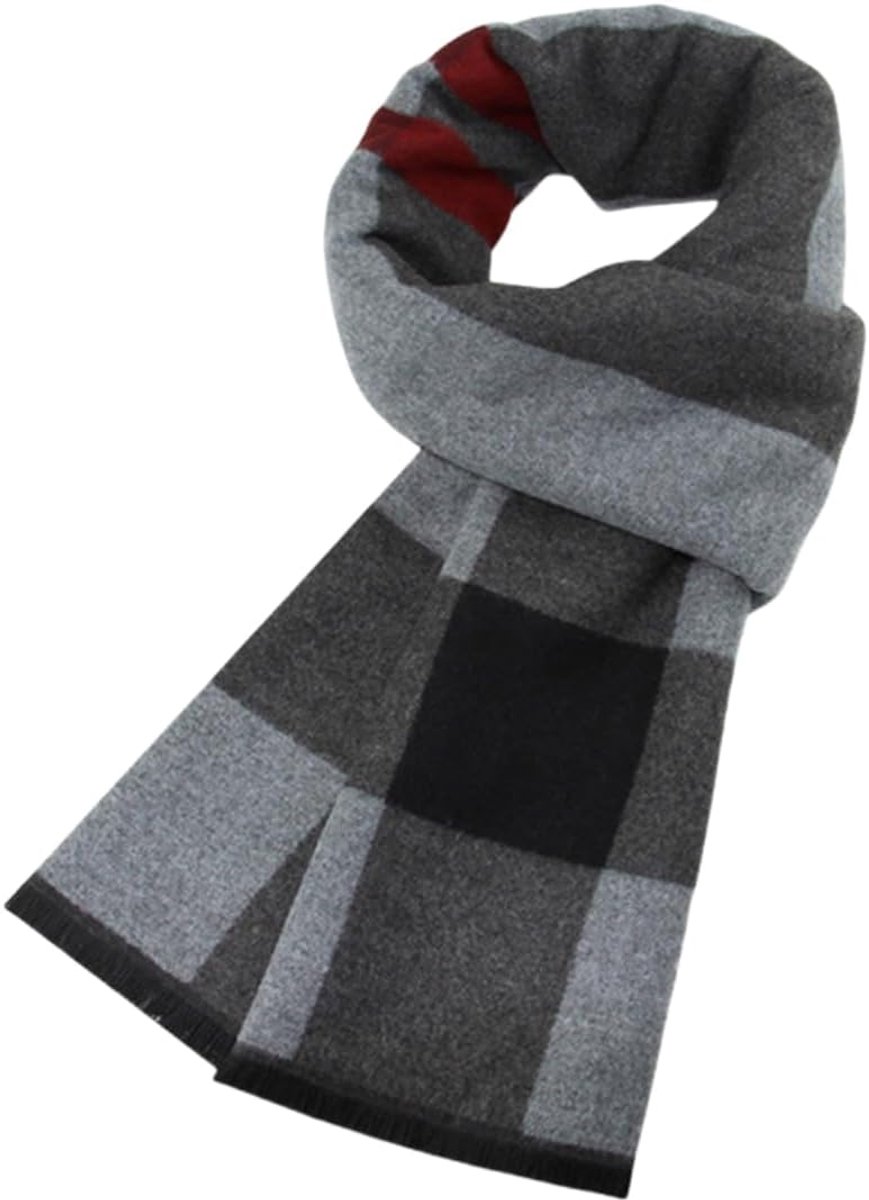 Sjaal voor heren, winter, sjaal, sjaal, tartan, modieus, zacht, lang, klassiek, geruit, voor herfst en winter, geruit, gezellig, casual, elegant, 180 x 30 cm