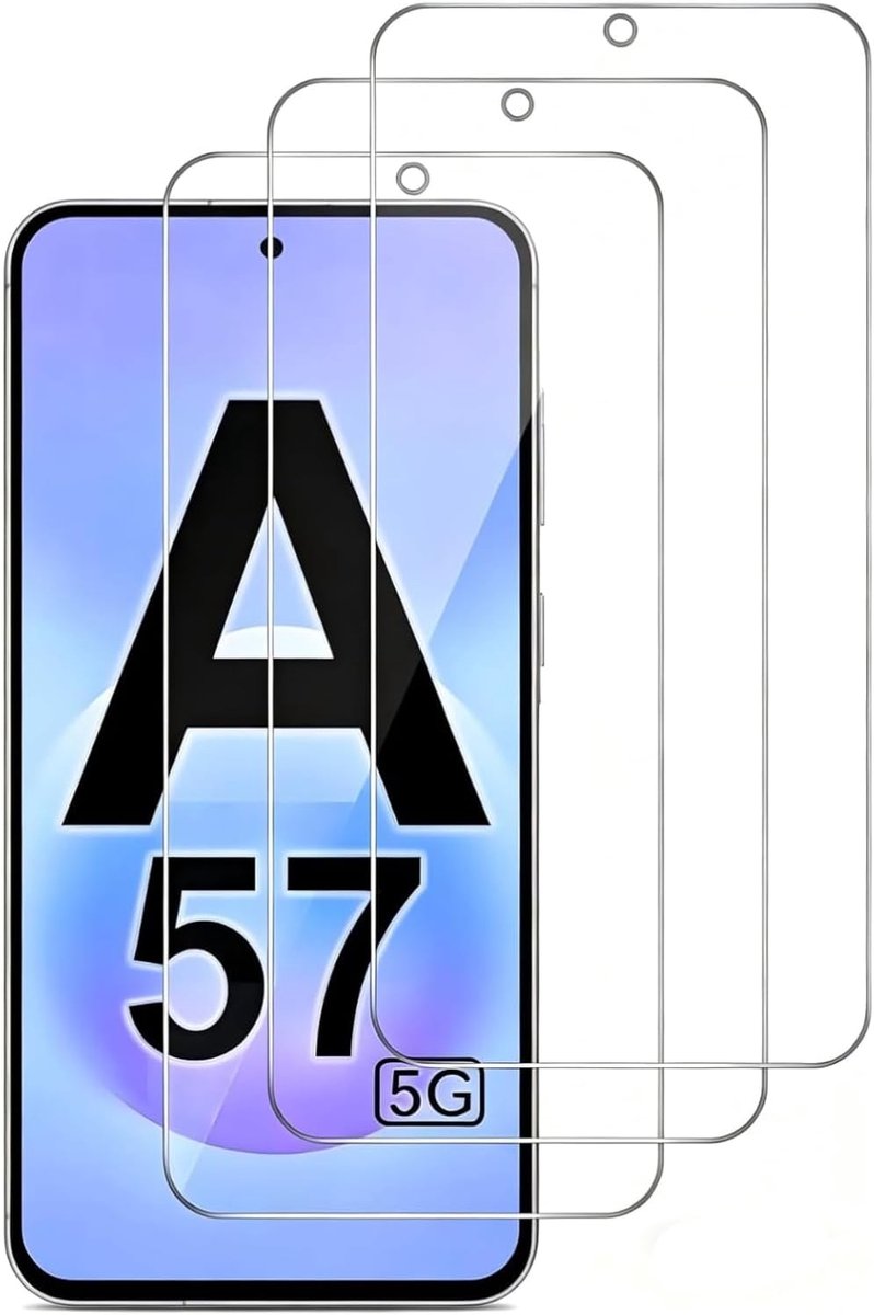 screen protector voor Samsung Galaxy A57, 3 stuks krasbestendige displaybeschermfolie, HD helder, zonder luchtbellen, Ultra Boven 9H+ Gehard glas