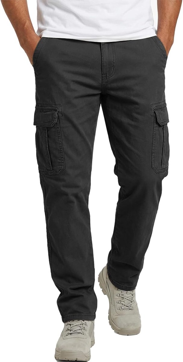 Herenbroek regular fit cargobroek mannen effen casual vrijetijdsbroek katoen elastische taille joggingbroek outdoor sportbroek met zakken