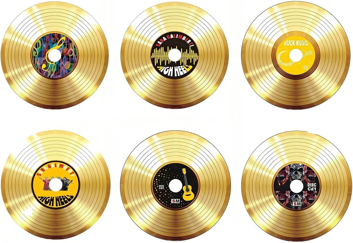 6-delige Rockmuziek Vinyl Platen Wanddecoratie – Retro Muziek Themed Party Decor, Perfect voor Feestjes & Kamerversiering