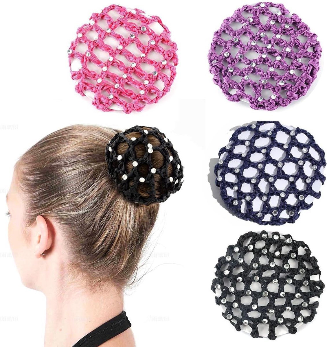 Haarnet voor meisjes, 4 stuks, voor ballet, dansen