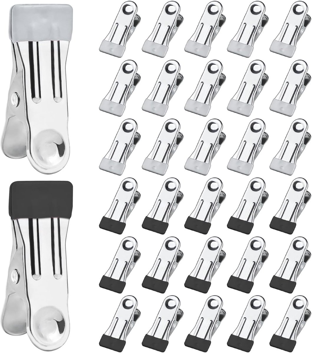 Wasknijpers, zonder print, 30 stuks, multifunctionele antislip wasknijpers, roestvrij staal, klemmen, metaal, voor strandstoelen, kleding, sokken, handdoek (gemengd 30)