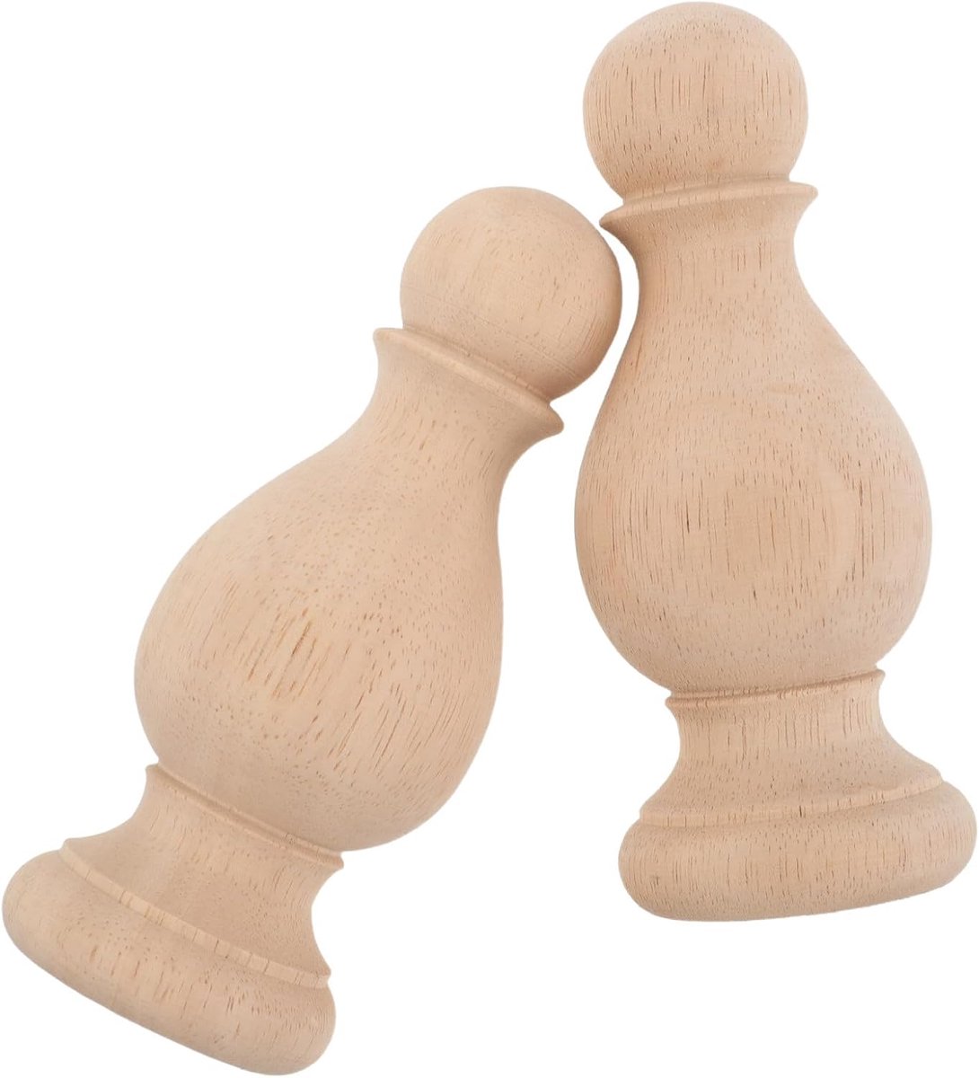 2 Stuks Houten Finials Roman Zuil Stijl Decoratieve Posttop voor Tuin Pergola Gordijnroedes Bedpalen Onbewerkt met Gedetailleerde Gravures Eenvoudig Te Monteren