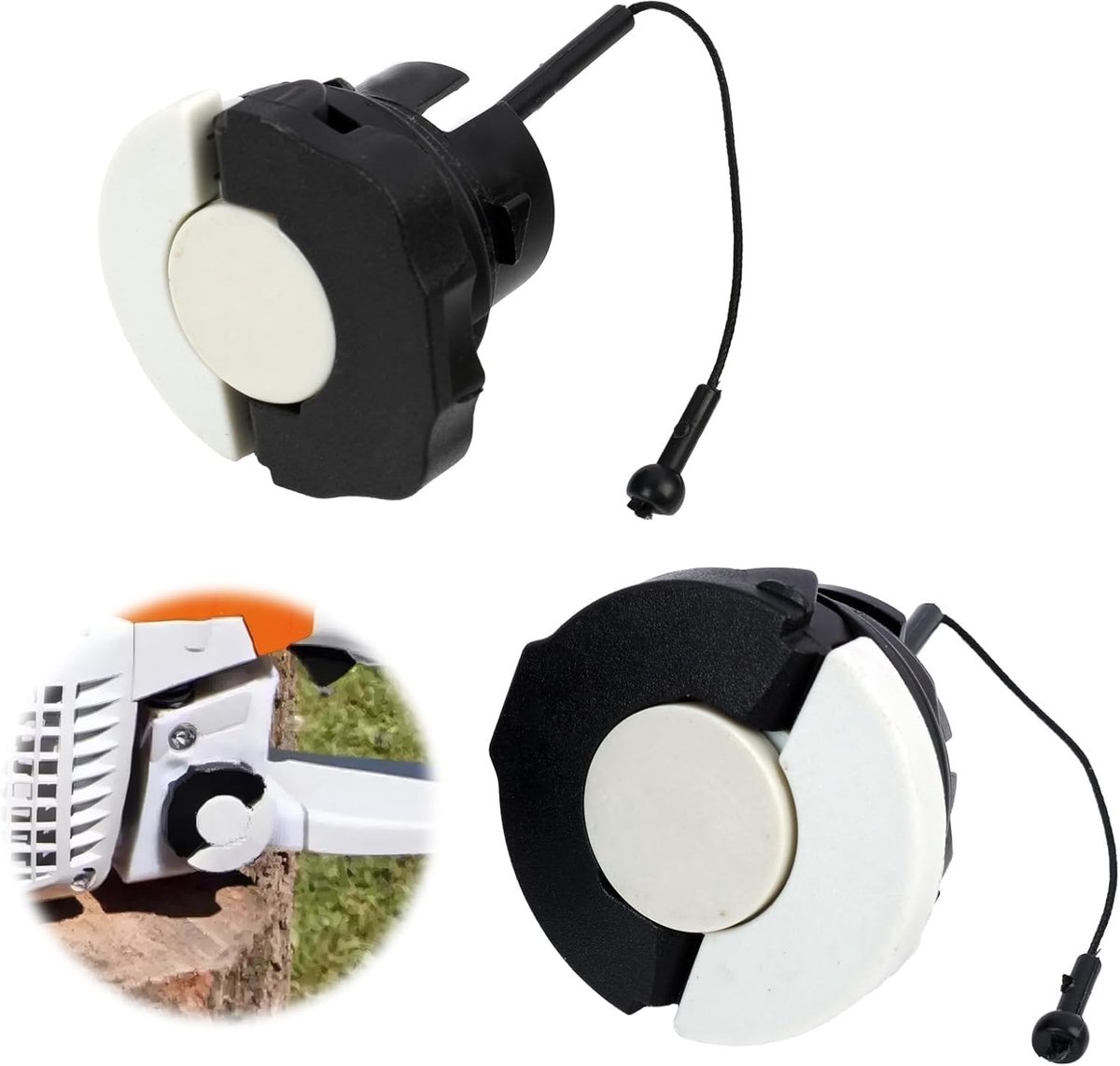 Tankdeksel en olietankdeksel voor motorzagen, 1 groot en 1 klein (2 maten), vervanging voor verschillende Stihl-modellen, robuust en duurzaam, brandstofdop & olietankdop voor kettingzaag 1 groot + 1