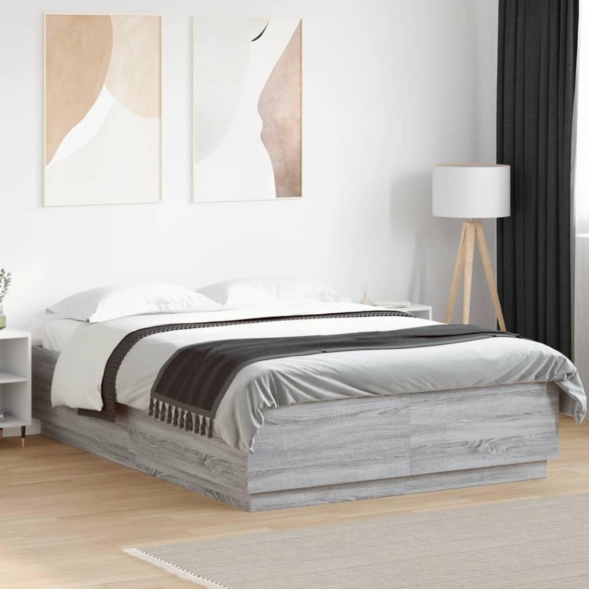Bewerkt hout Modern design standaard 140x200 cm grijs