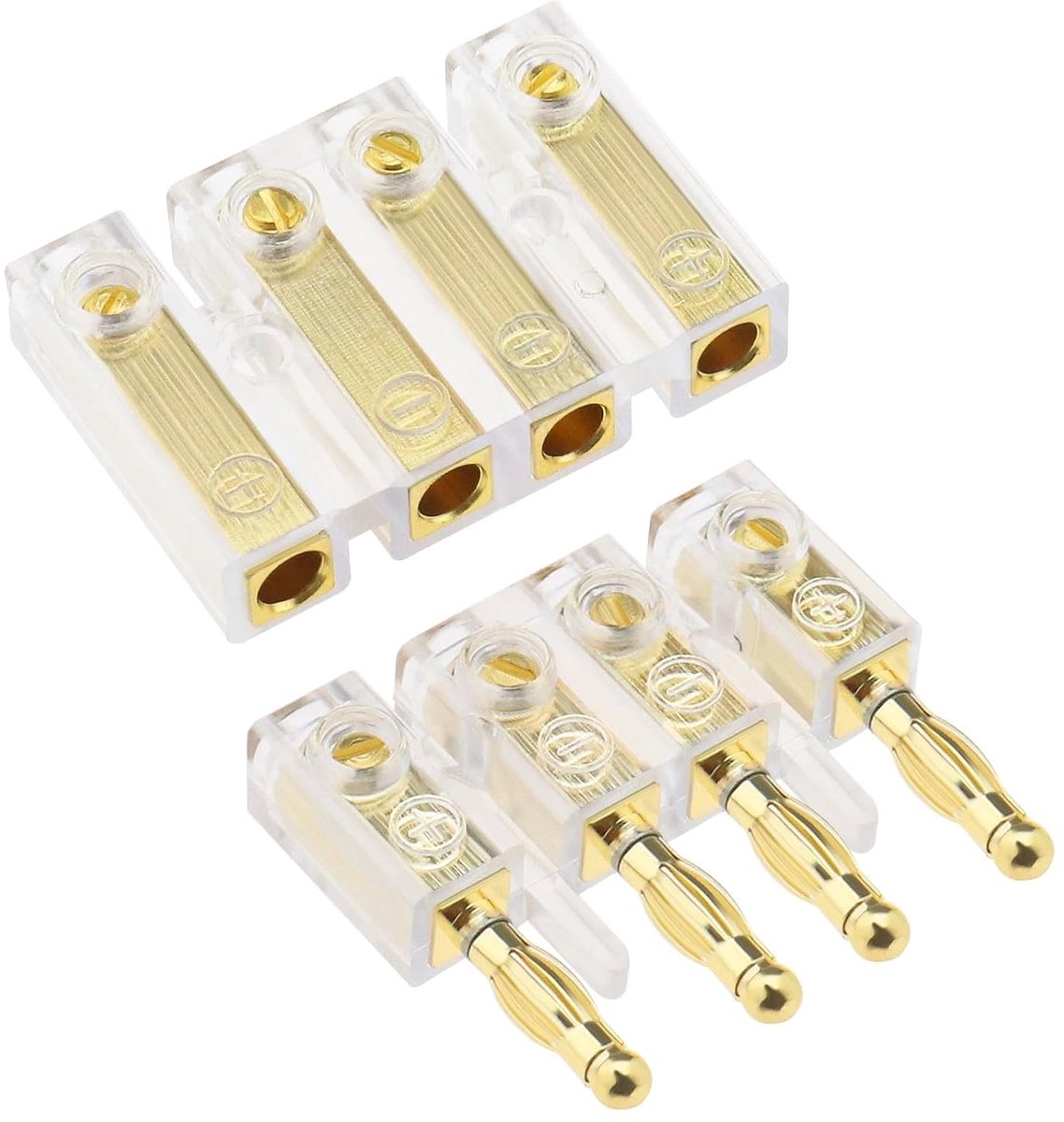 4-weg banaanstekkers 4mm/4,5mm 4-weg kabelconnector Luidspreker aansluitpost Autoluidspreker banaanstekker mannelijke en vrouwelijke connectoren voor 6mm² kabeldoorsnede 24V