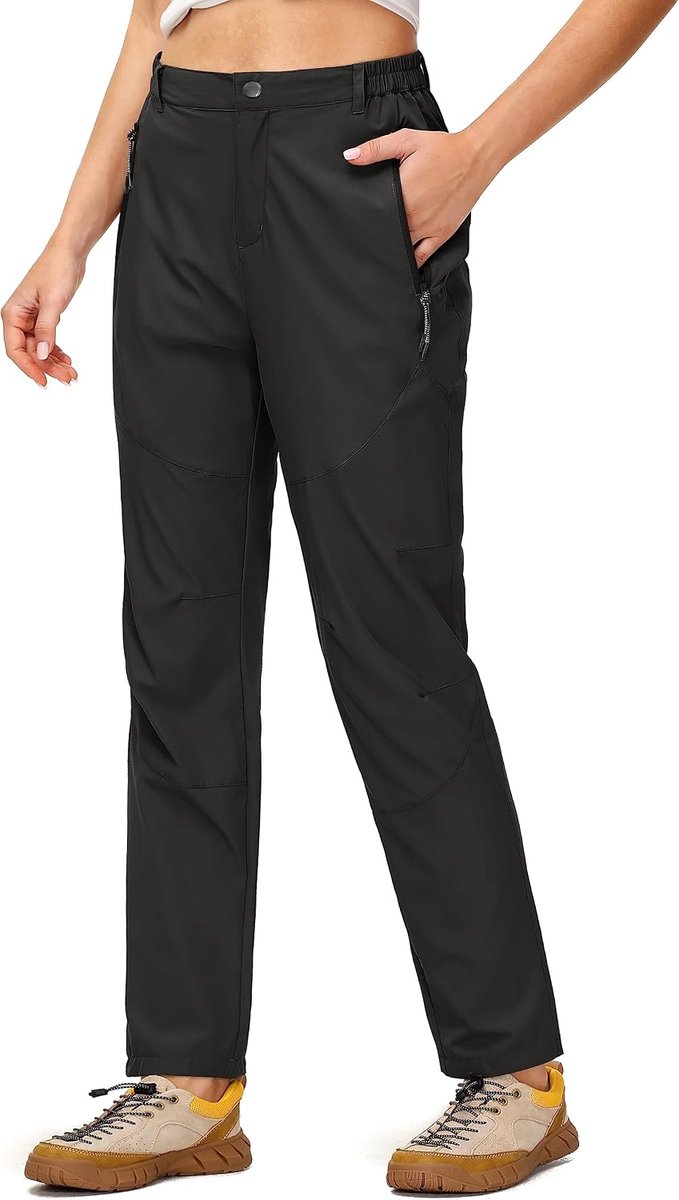 Lichtgewicht dames joggingbroek sneldrogend wandelbroek elastische tailleband trekkingbroek UPF 50+ functionele broek met ritszakken