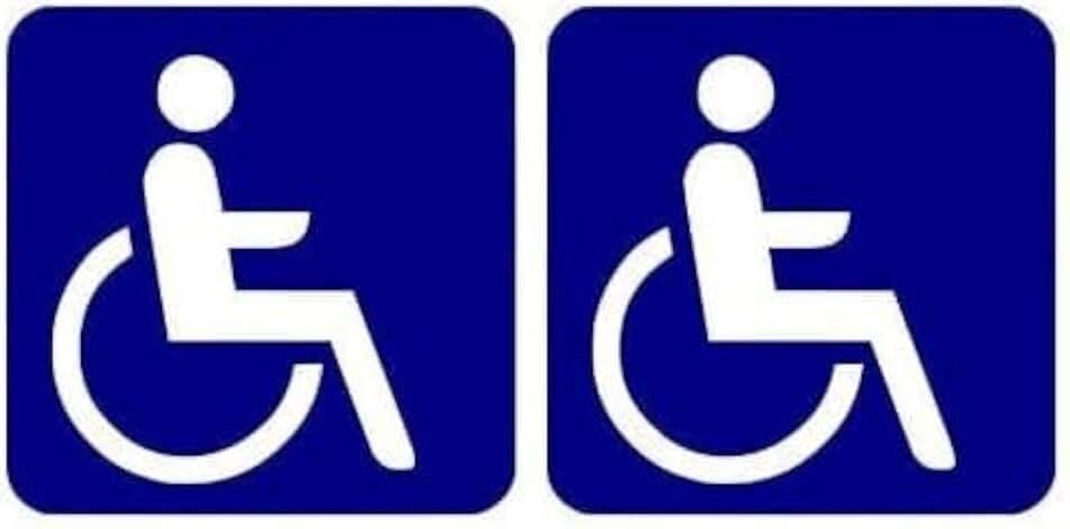 2 stuks rolstoelgebruikers stickers, 10 x 10 cm, weerbestendige stickers voor gehandicapten, waarschuwingsstickers voor auto en ruiten, blauw met wit symbool