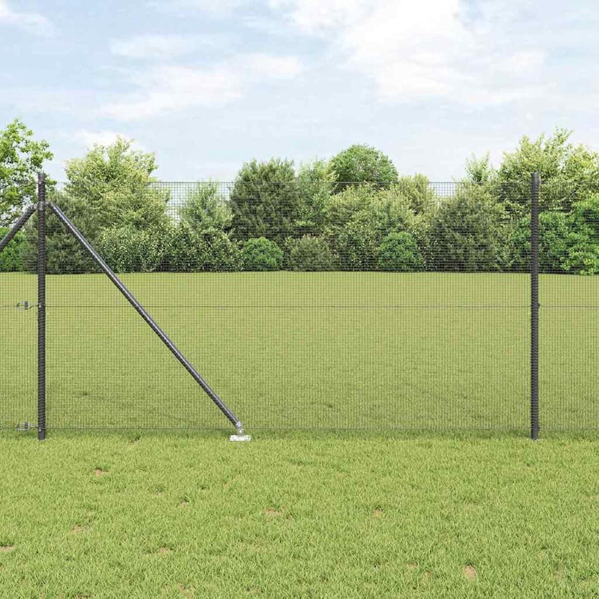 Palenset, 2-delige set, grijs gepoedercoat staal, 10 x 1 m, metalen palen voor draadhekken, tuinhek, wilgenhek, wilgenhek buiten