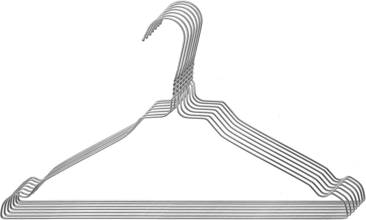 100 draadhangers, zilverdraad, kleerhangers - met inkepingen - voor huishoudelijk gebruik, chemische reiniging, detailhandel notched