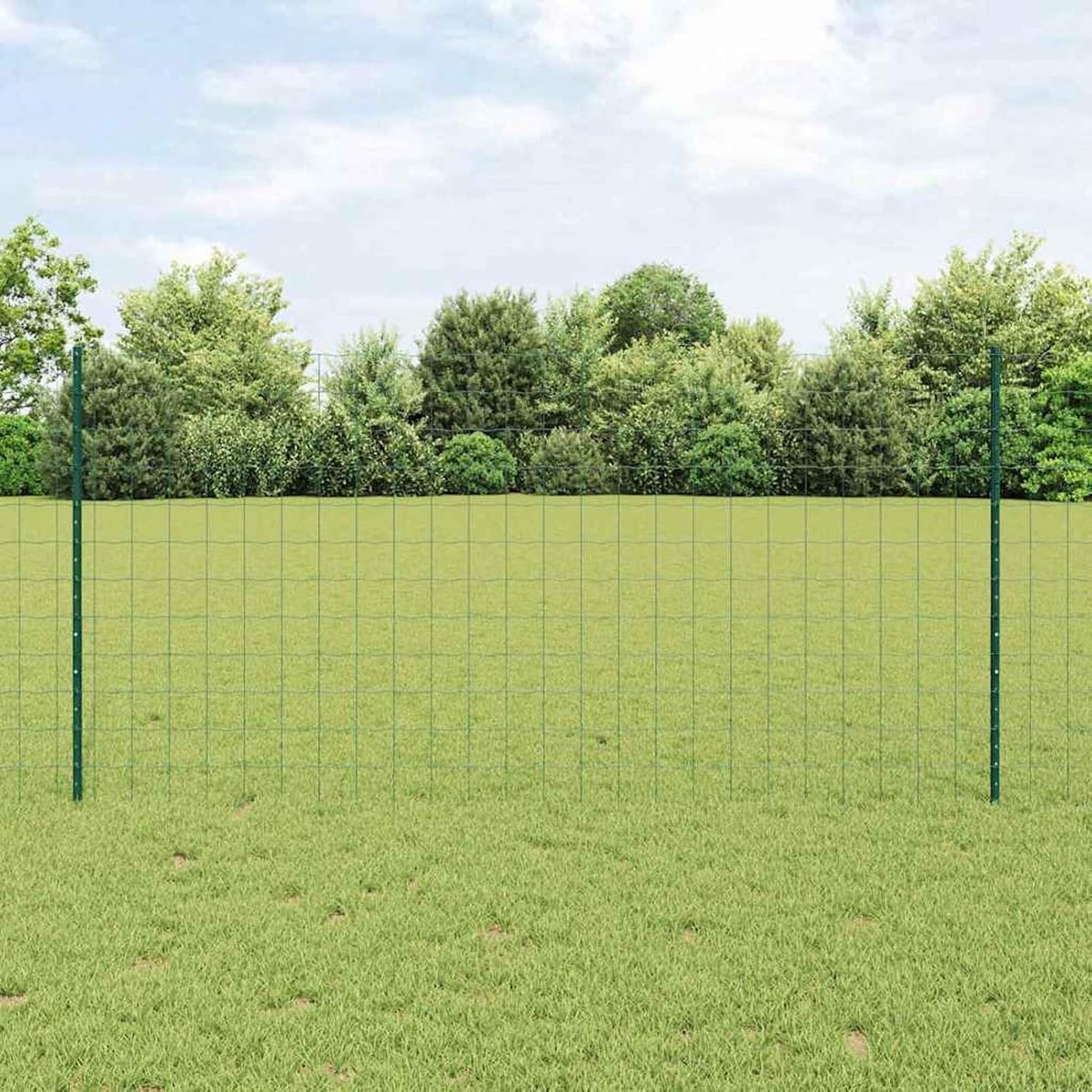 Tuinhekset, set van 2 groene pvc-gecoat metaal, hekstangen metalen palen voor draadhekken, tuinhek, binnenplaats, kippenhok, wilgenhek buiten, 3336028