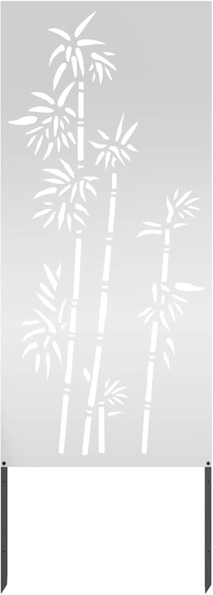 Tuin, canvas, zilver, 50 x 140 cm, verzinkt staal, decoratieve, weerbestendige inkijkbescherming met ingelegd voor terras en balkon, eenvoudig in de grond te