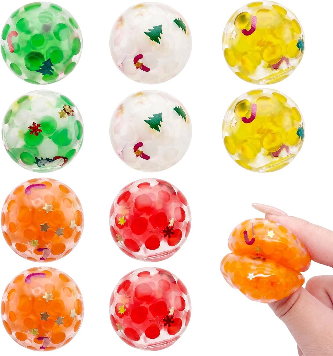 10 stuks Kerst stressbal, anti‑stressbal met waterparels