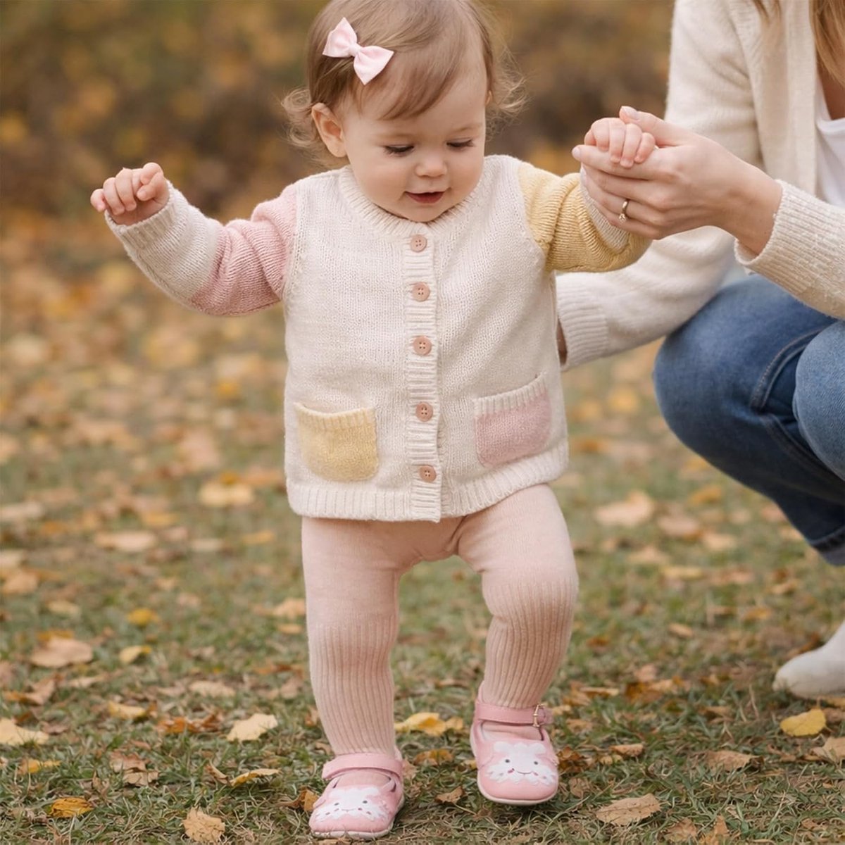 katoenen leggings voor meisjes, set van 2 paar, voor dagelijks gebruik en koel weer, met voetjes, voor kinderen van 6 maanden tot 6 jaar