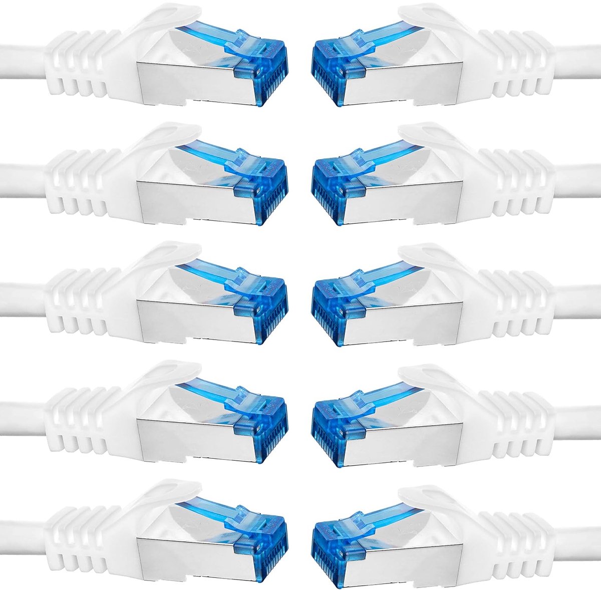 Ethernet Cable CAT 7 Ethernetcabel SFTP Kabel 0,25m wit - 10 stuks - Patchkabel RJ45 Connector LAN Internetkabel Netwerkkabel compatibel Playstation 5 PS5 PS4 Switch Xbox Router