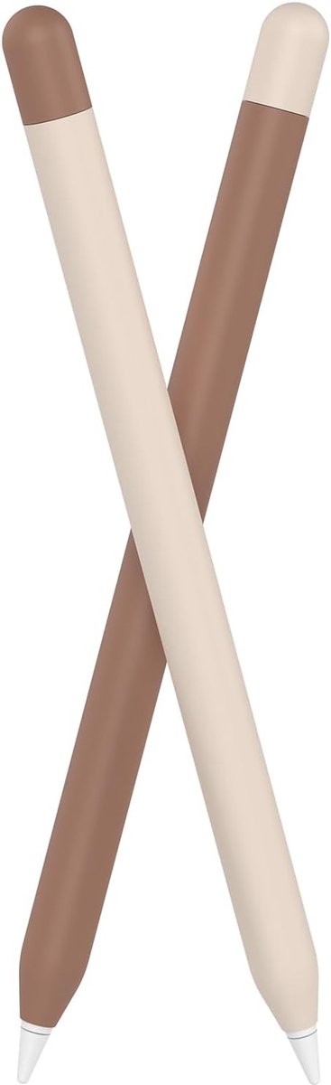 Hoesjes, compatibel met Apple Pencil 1e generatie, antislip en comfortabele grip, 2 stuks, bruin + beige wit