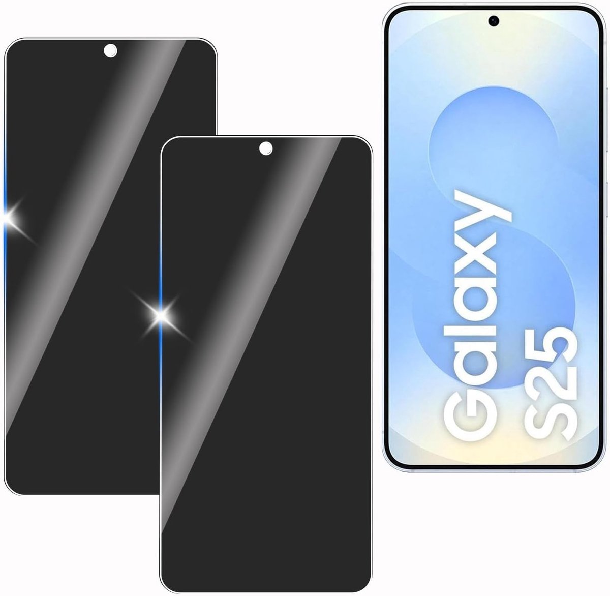 Voor Samsung galaxy S25,2 stuks privacy scherm anti-snoop film, anti-spion beschermglas film,privacy scherm, 9H hardheid, krasbestendig