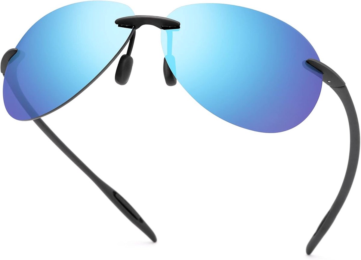 Zonnebril voor mannen en vrouwen, randloze rijbril UV400 veiligheidsspiegel, lensschermen, sportbrillen, blauw