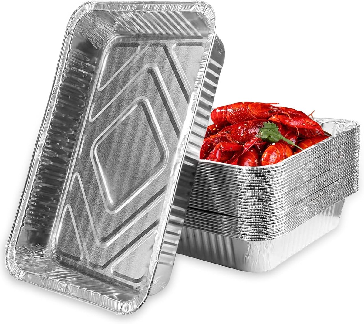 30 wegwerpschalen van aluminium, 2200 ml, zonder deksel, voor bakken, braden, grillen en koken, 31,5 x 20,5 x 5 cm